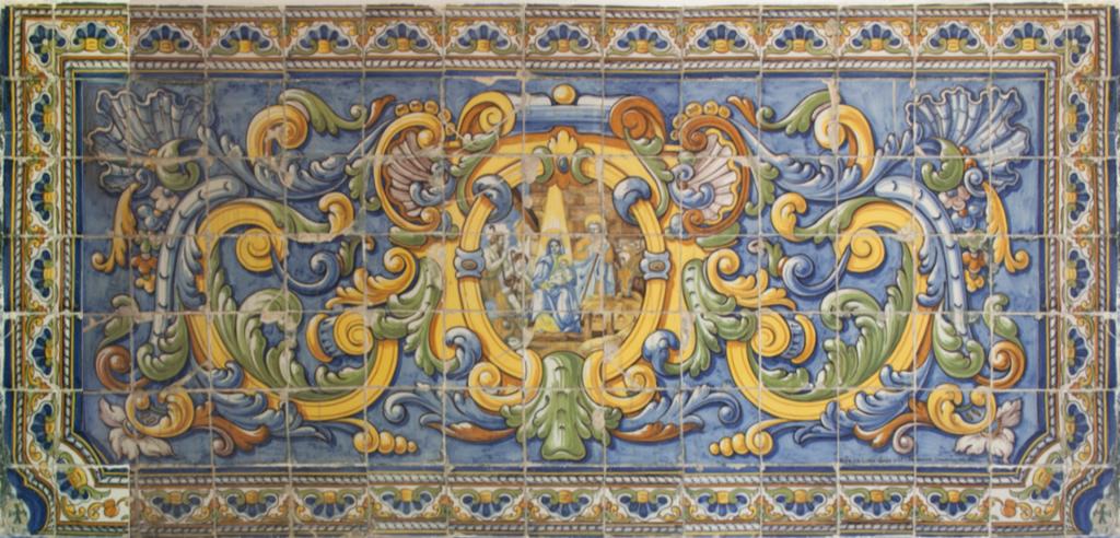 Primeros trabajos de Ruiz de Luna, Mural de azulejos del Nacimiento y adoración de los pastores, pintado por Francisco Arroyo Santamaría