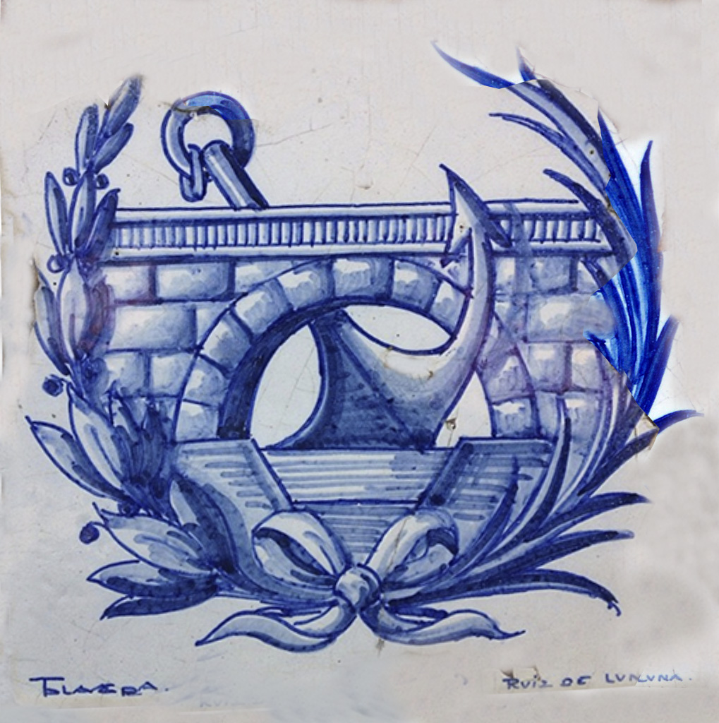 Placa cerámica con el escudo de la Confederación Hidrográfica del Tajo realizada por Ruiz de Luna.